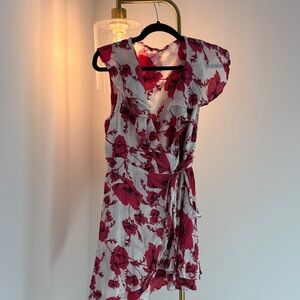 Free People Floral Wrap Dress with Ruffle Sleeves
